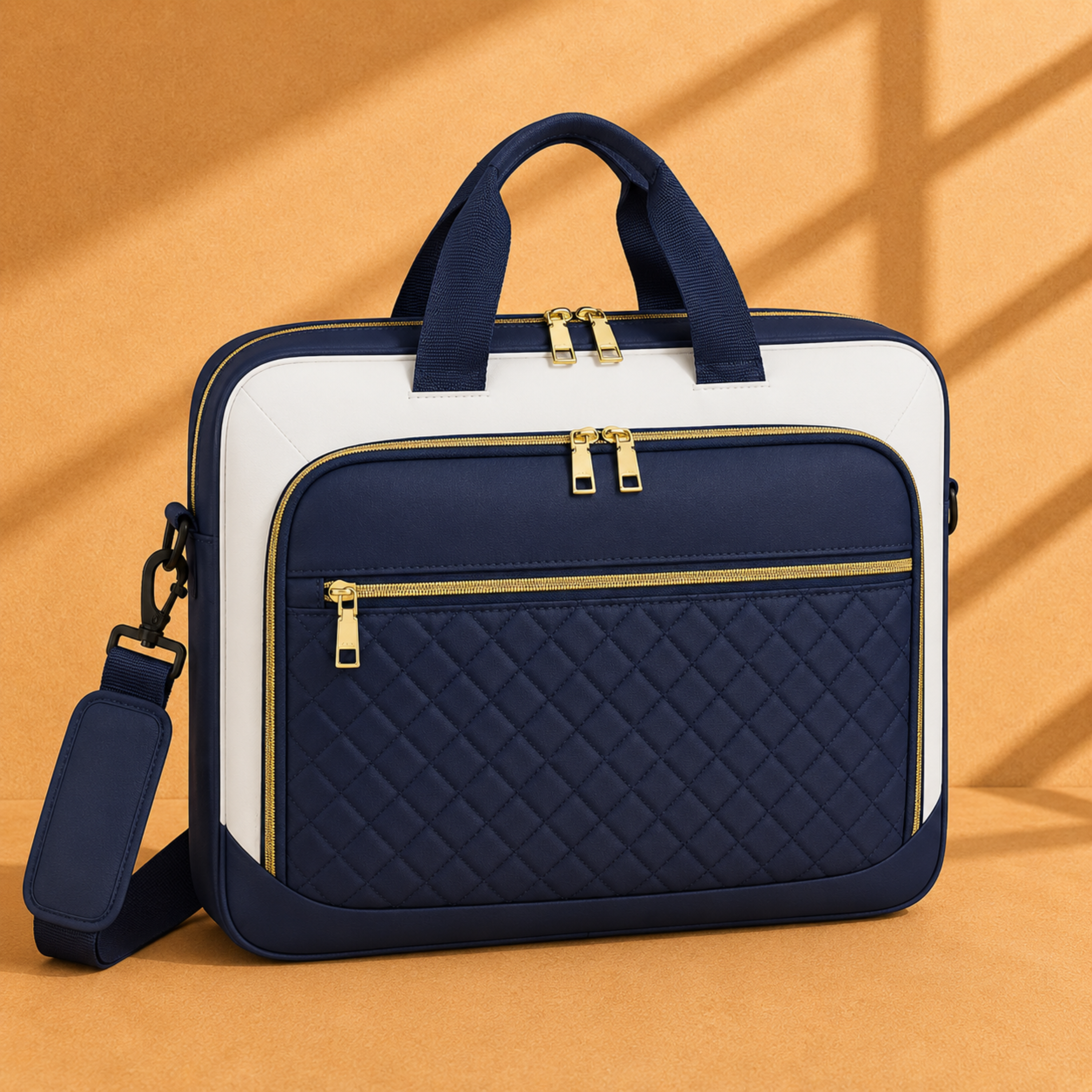 Quilted Laptop Work Tote – Elegant Multi-Compartment Office Bag