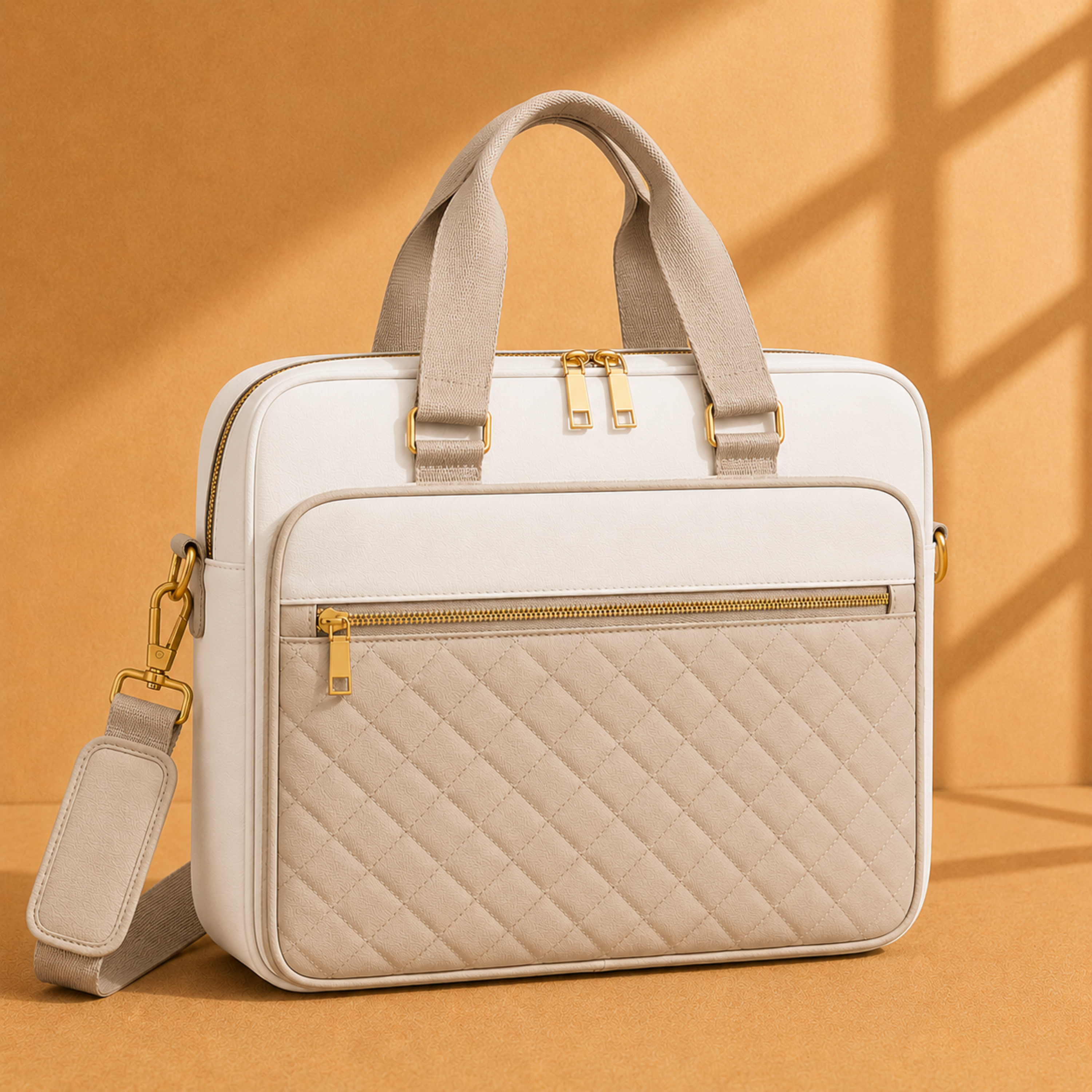 Quilted Laptop Work Tote – Elegant Multi-Compartment Office Bag