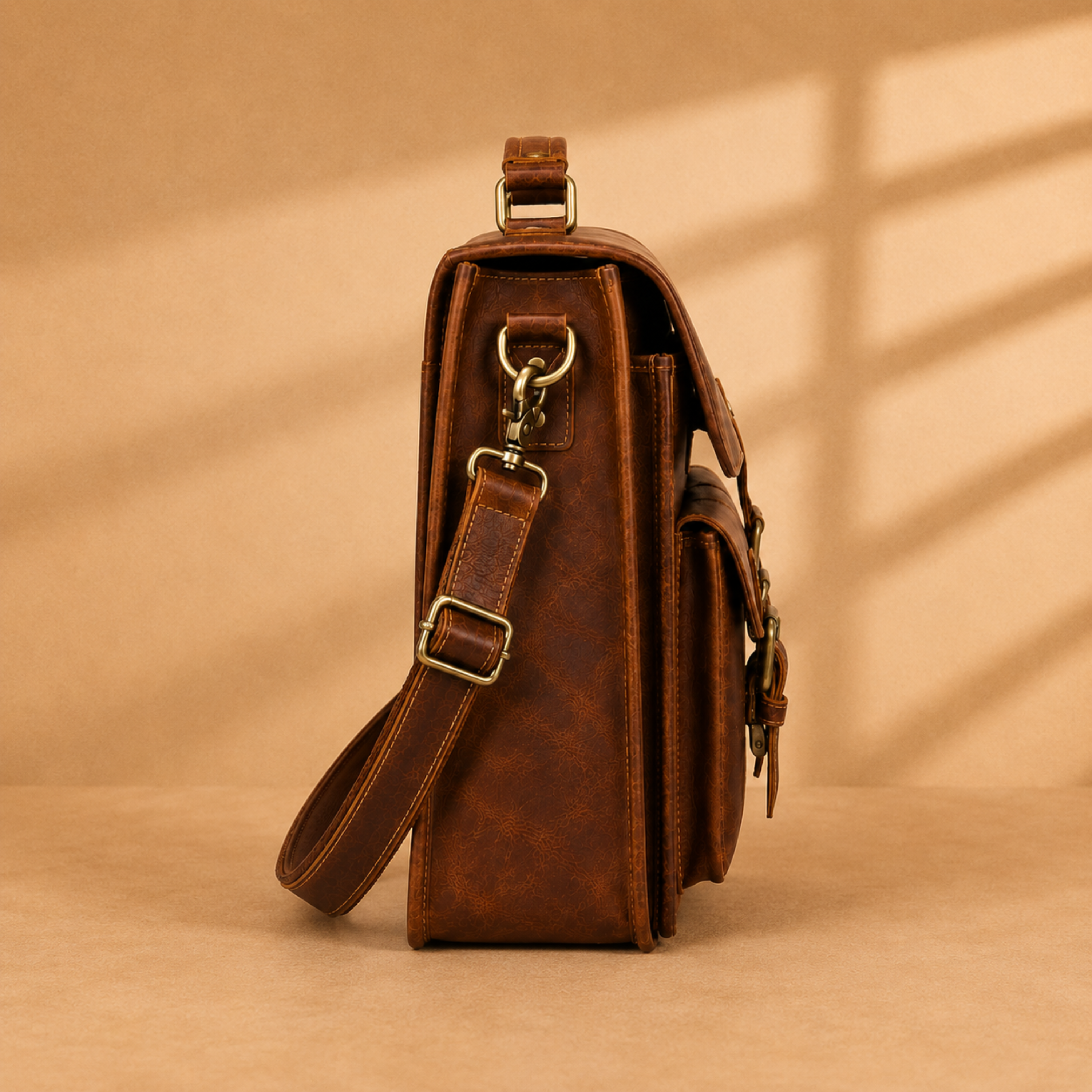 Vintage Leather Laptop Briefcase & Messenger Bag – Large Brown Work Bag with Adjustable Shoulder Strap