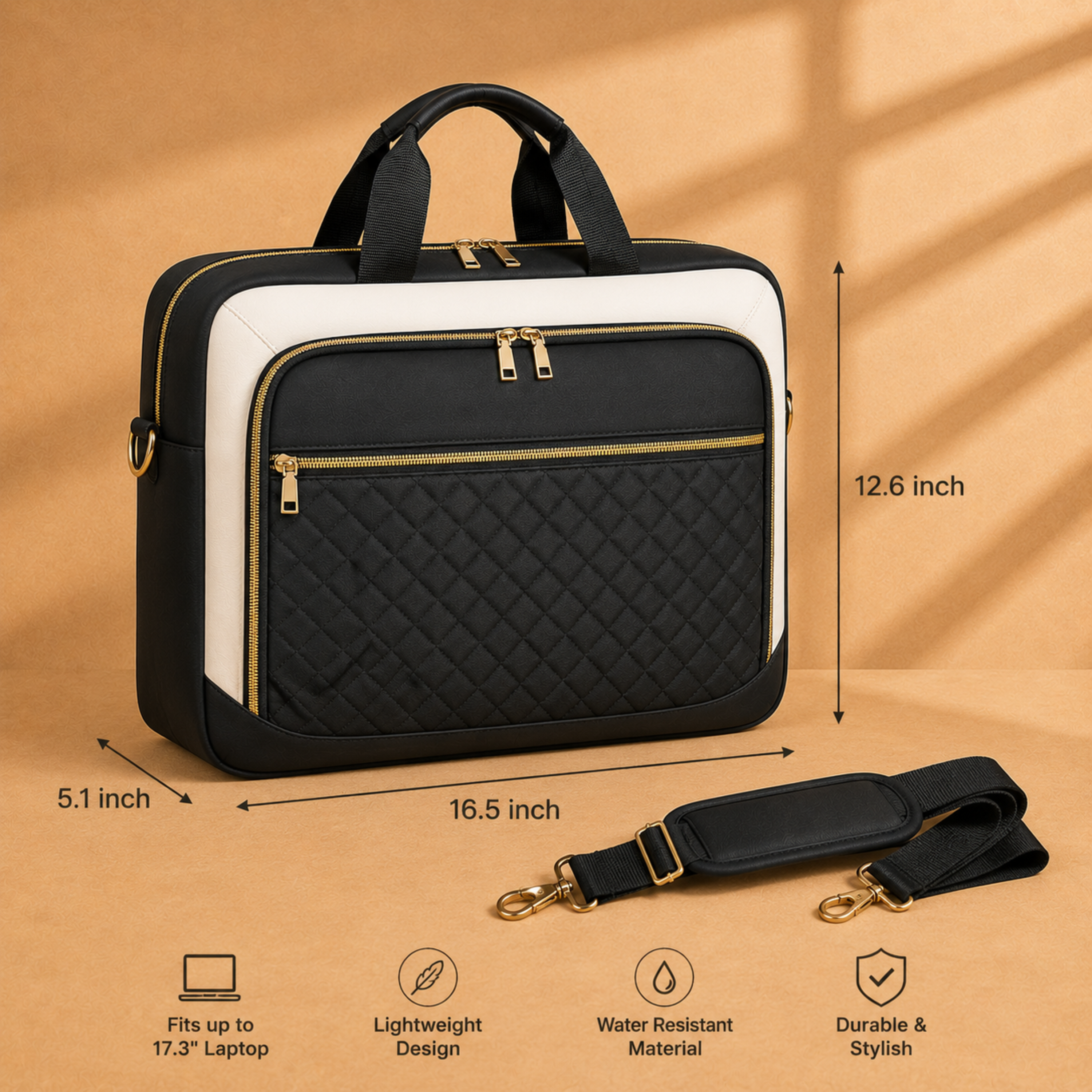 Quilted Laptop Work Tote – Elegant Multi-Compartment Office Bag