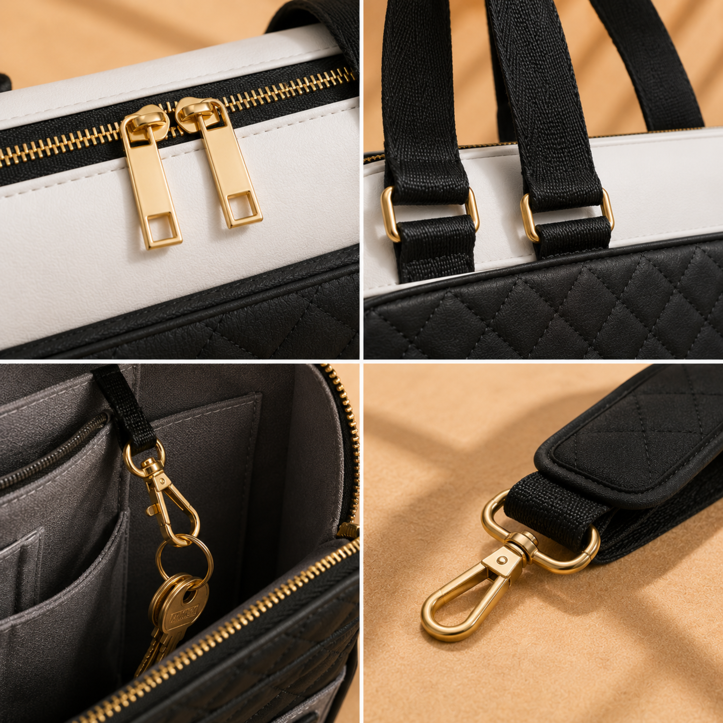 Quilted Laptop Work Tote – Elegant Multi-Compartment Office Bag