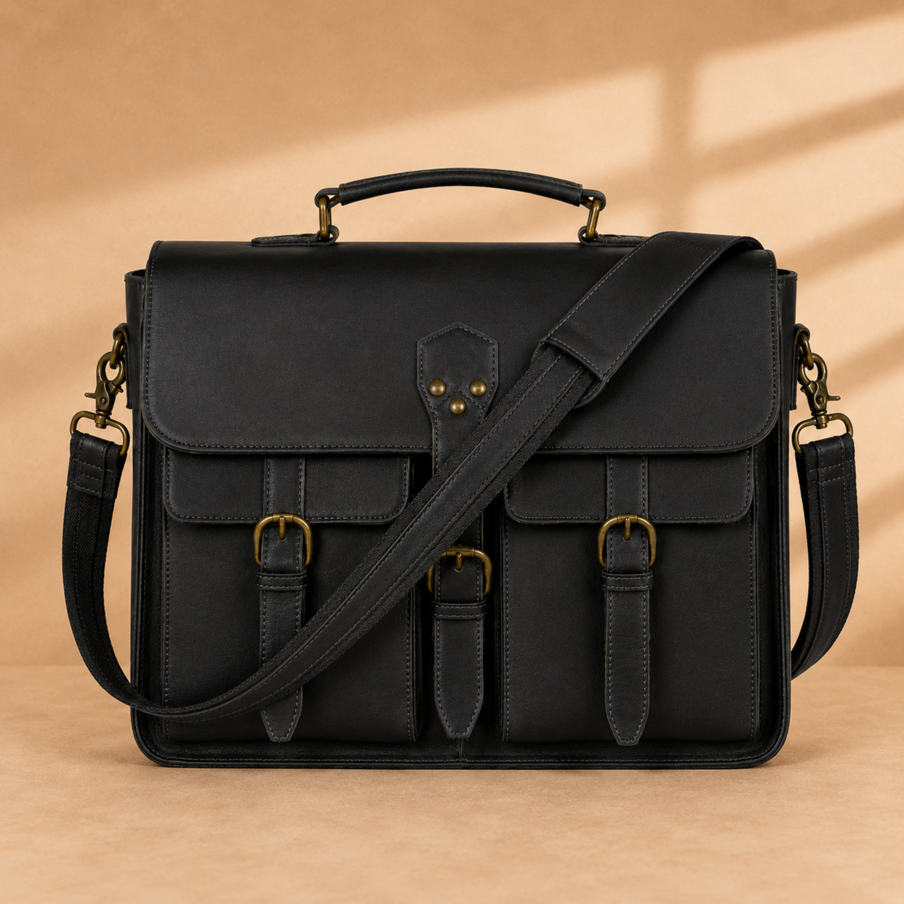 Vintage Leather Laptop Briefcase & Messenger Bag – Large Brown Work Bag with Adjustable Shoulder Strap