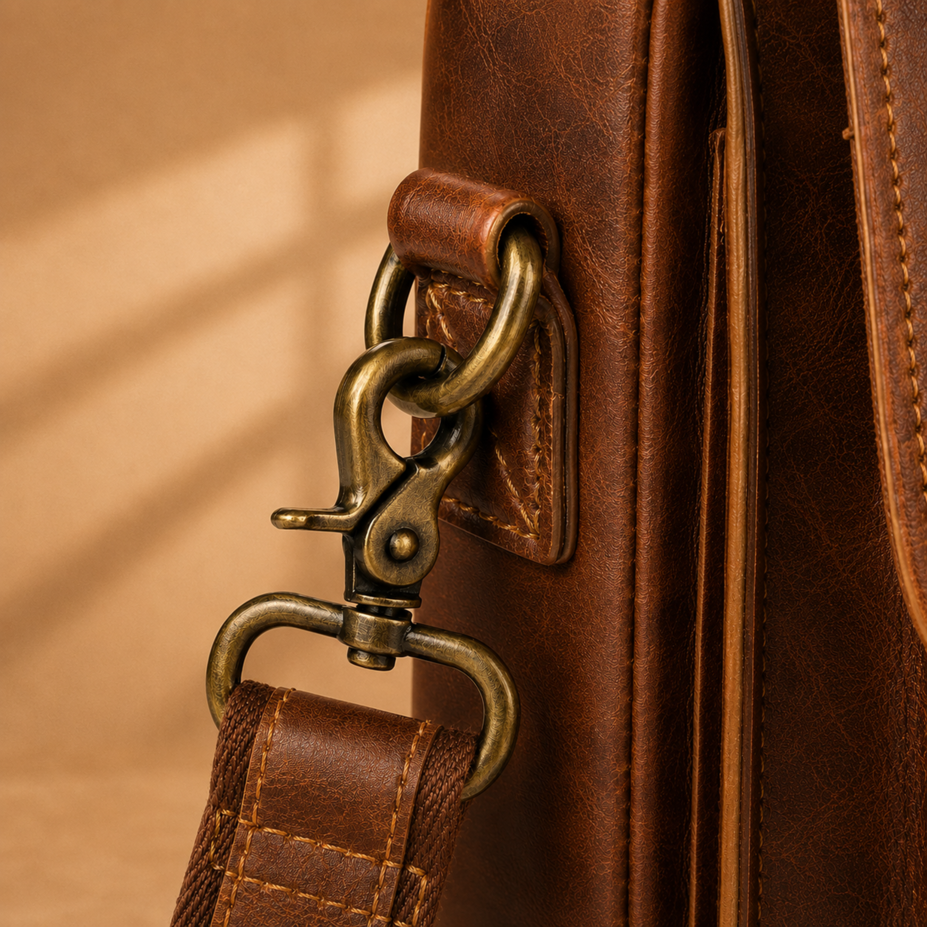 Vintage Leather Laptop Briefcase & Messenger Bag – Large Brown Work Bag with Adjustable Shoulder Strap