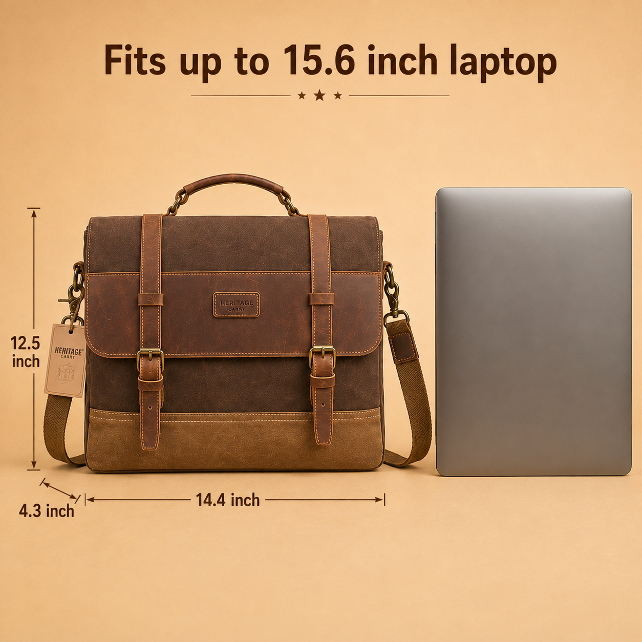 Vintage Waxed Canvas Laptop Messenger – Leather Work & Travel Bag
