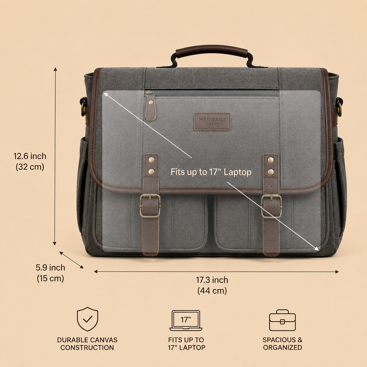 Vintage Canvas Laptop Messenger – Rugged Work & Travel Bag