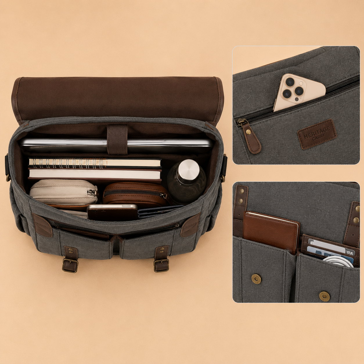 Vintage Canvas Laptop Messenger – Rugged Work & Travel Bag