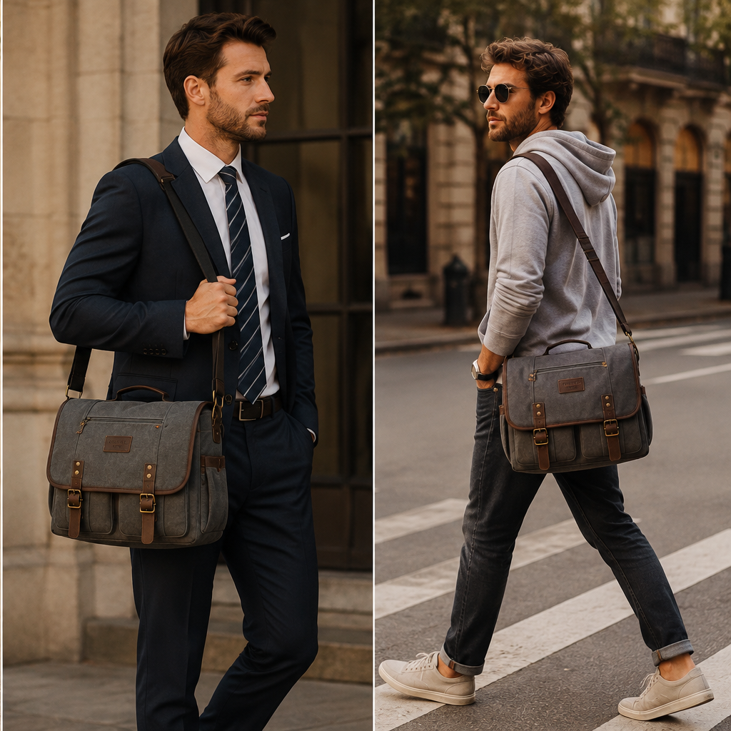 Vintage Canvas Laptop Messenger – Rugged Work & Travel Bag