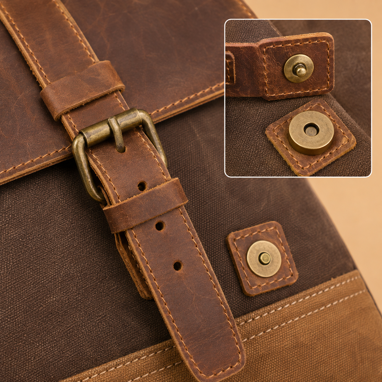 Vintage Waxed Canvas Laptop Messenger – Leather Work & Travel Bag